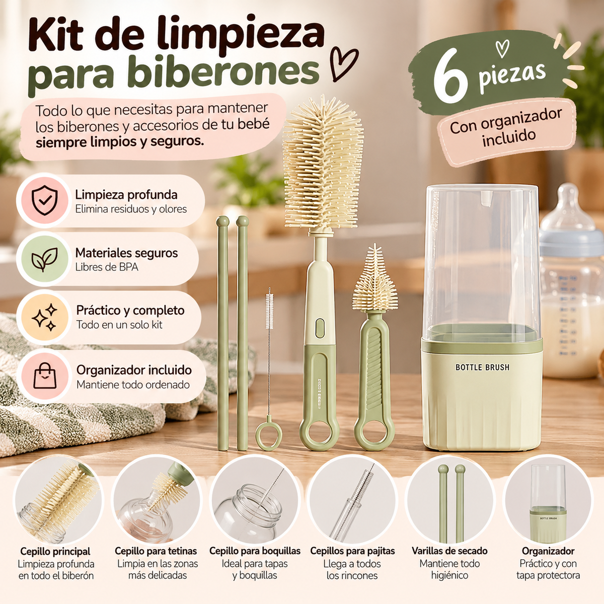 Kit limpieza de biberones Alma y Co.